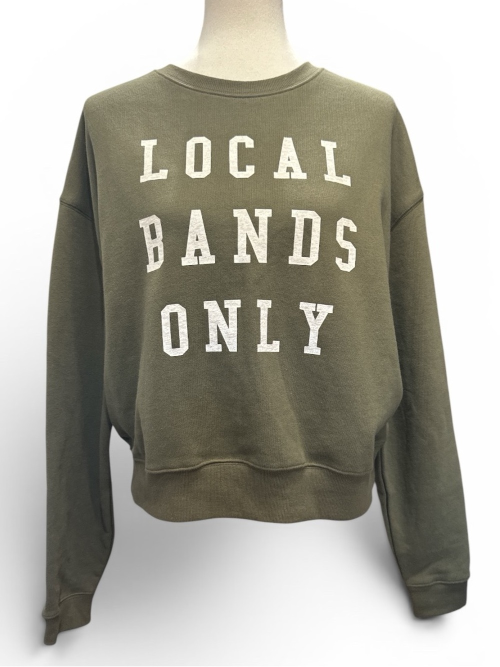 Pilcro Olive Green 'Local Bands Only' Crewneck Sweatshirt #499